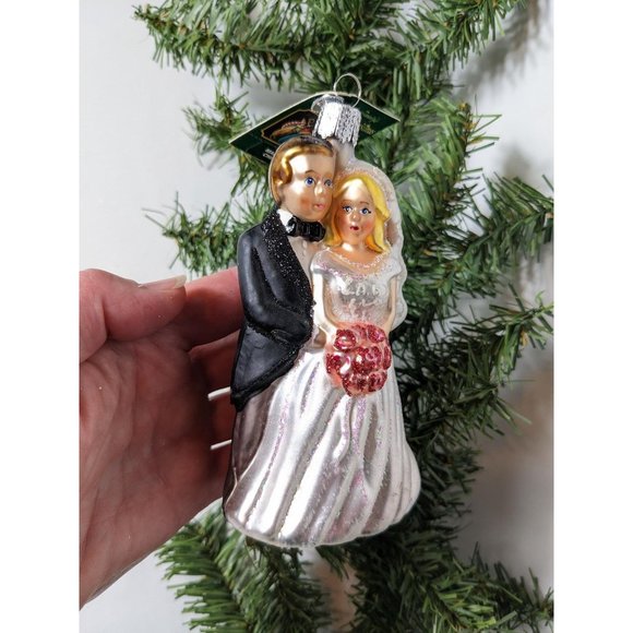 Bridal Couple Retired Old World Christmas Ornament - Picture 3 of 6